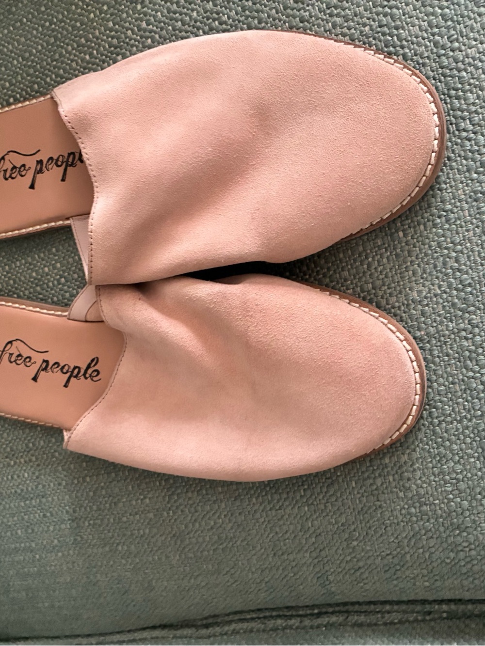 Free People Pink Suede Slip-On Mules